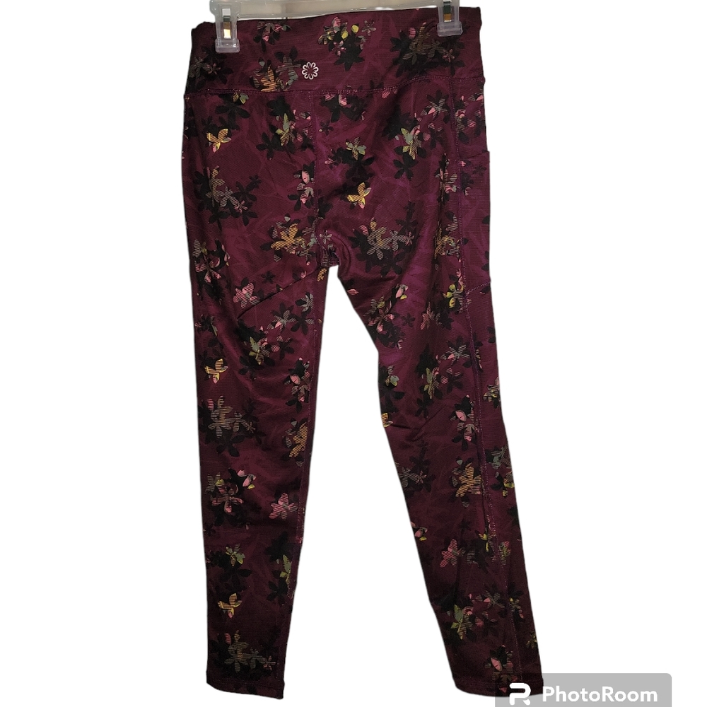 NWT purple floral Leggings with pockets - Picture 2 of 4